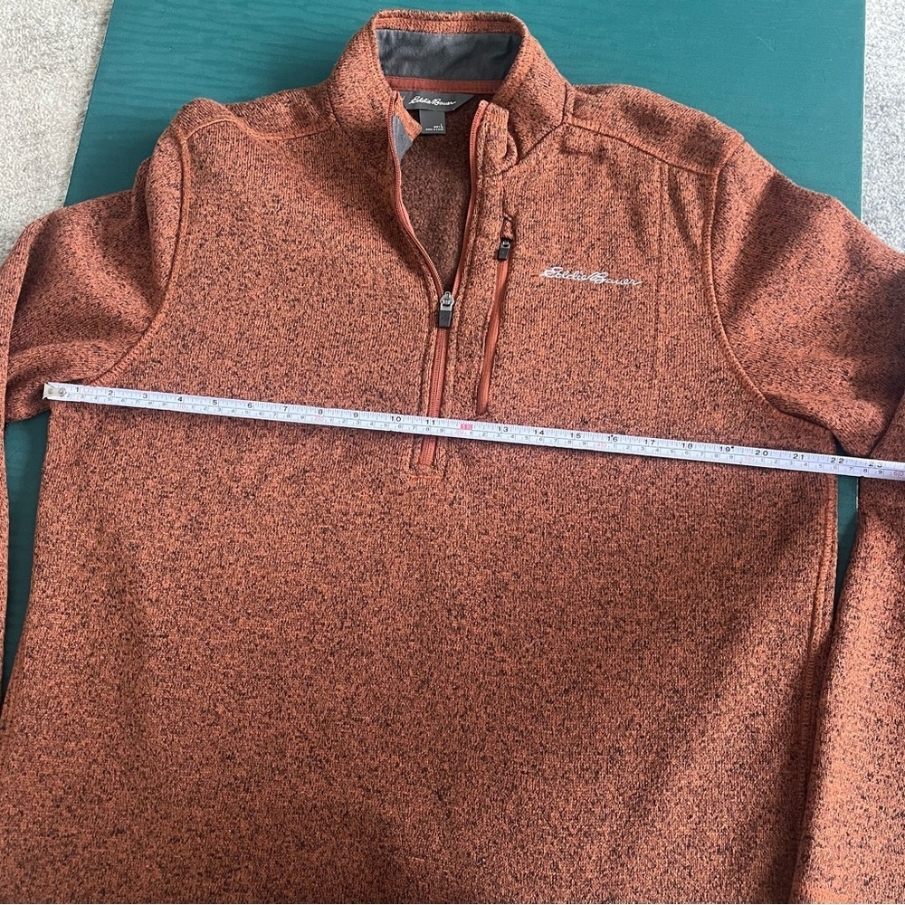 Eddie Bauer Mens L Fleece 1/4 Zip Pullover Jacket Dark Orange Rust Long Sleeve - Picture 10 of 11